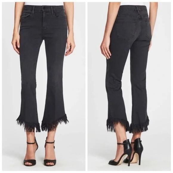 FRAME Denim - Frame Le Crop Mini Boot Womens 27 Frayed Hem Western Boho Casual Cropped Cowgirl